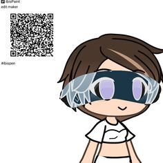 a cartoon character wearing a blindfold and looking at the qr code on his face