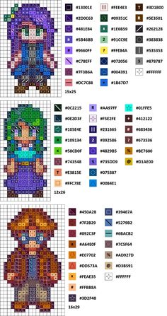 the pixel art is shown with different colors and sizes for each pixel artwork, which includes two