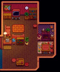 an overhead view of a living room and kitchen in the legend of zeolim