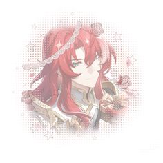 an anime character with long red hair