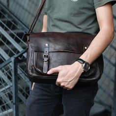 Handmade Men Messenger Bag Full Grain Leather Shoulder Bag Crossbody Bag ZB65 Model Number: ZB65 Dimensions: 12.99"L x 4.3"W x 8.3"H / 33 cm(L) x 11 cm(W) x 21 cm(H) Weight: 2.6 lb / 1.2 kg Shoulder Strap: Adjustable & Removable Color: Coffee / Black / Orange Features: • Genuine Natural Leather• Inside 1 Zipper Pocket, 1 Cell Pocket, 1 Purse Pocket.• YKK Zipper• Adjustable Shoulder Strap• Can fit an iPad. Mens Leather Bag Work, Handmade Laptop Bag, Men Messenger Bag, Stylish Leather Bags, Mens Bag, Leather Work Bag, Leather Messenger Bag Men, Laptop Bag Men, Cafe Concept