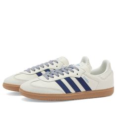 (WMNS) adidas Samba OG 'Off White Dark Blue' JI3907 - KICKS CREW Adidas Outfit Shoes, Bday Wishlist, Adidas Samba Og, Adidas Sneakers Women, Adidas Shoes Women, Adidas Outfit