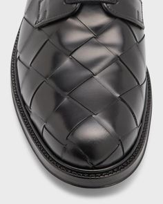 Bottega Veneta derby shoes in signature Intrecciato calf leather.Stacked heel.Round toe.Lace-up vamp.Made in Italy Designer Calf Leather Lace-up Derby Shoes, Luxury Lace-up Shoes With Leather Lining For Derby, Luxury Leather-lined Lace-up Derby Shoes, Luxury Leather-lined Lace-up Shoes For Derby, Luxury Calf Leather Cap Toe Lace-up Shoes, Luxury Calf Leather Lace-up Shoes With Cap Toe, Designer Italian Oxfords For Derby, Luxury Derby With Leather Lining, Luxury Calf Leather Plain Toe Derby Shoes