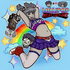 I drew Marina and Levi as Juliet and Nick from Lollipop Chainsaw. Juliet Lollipop Chainsaw, Lollipop Chainsaw, Meat Grinder, Anatomy Reference, Art Inspiration Drawing, Lollipop, Mood Pics, Art Inspo, Cute Art