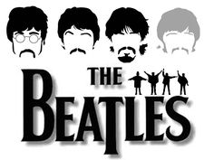 the beatles logo is shown in black and white