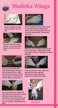 Wing tutorial Wings Tutorial Costume, Cosplay With Wings, How To Make Cosplay Wings, Cosplay Wings Tutorial, Cosplay Hacks, How To Make Wings, Wing Tutorial, Cosplay Making, Cosplay Patterns