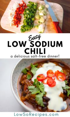 easy low - sodium chili recipe with tomatoes, peppers and onions