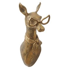 E + E Wall Mount | Margie the Doe in Antique Gold - Chapin Furniture Animal Wall Mount, Hang Over, Animal Heads, Hand Cast, Metal Casting, Vintage Brass, Antique Gold, Wall Mount, Accent Decor