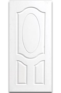 a white door with an oval design on it