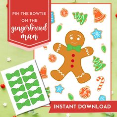 a gingerbread man is on the cover of an instant christmas card and it's free printable