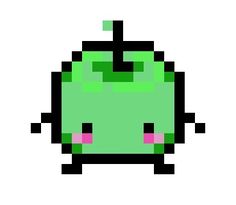 an old school computer game character with pink eyes and green skin, pixeled in