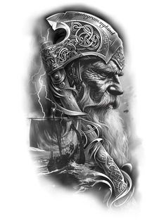 an old viking warrior tattoo design