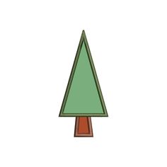 a green christmas tree with a brown base on a white background in the shape of a triangle