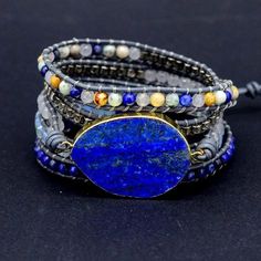 Healing Lapiz Lazuli Empress Wrap Bracelet – Ananta Stones Lapis Pendant, Lapis Lazuli Bracelet, Lapis Lazuli Stone, Boho Bracelet, Healing Bracelets, Statement Bracelet, Leather Wrap Bracelet, Handmade Boho, Women Leather