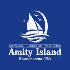 the logo for amity island massachusetts usa