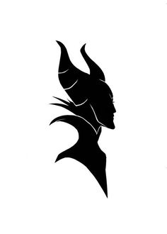 the silhouette of a woman's head with horns