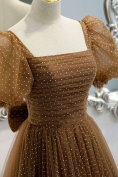 "Chic and Stylish Women's Evening Dresses" Brown Evening Dresses, Sleeve Formal Dress, Frock Models, Simple Frock Design, Simple Frocks, Formal Dresses With Sleeves, Long Dress Design