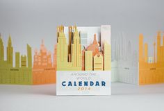 a card with the words around the world on it and cityscape in the background