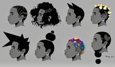 Black Female Hairstyles Drawing, Poc Hairstyles, Hair Sketch, Black Artwork, Black Hairstyles, Concept Art Drawing, Cute Art Styles, How To Draw Hair, Sketchbook Art Inspiration