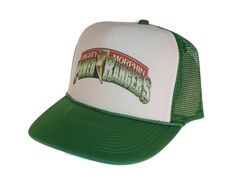 Mighty Morphin Power Rangers Trucker Hat Mesh Hat vintage snapback hat adjustable unworn Vintage style trucker hat This is a Trucker hat mesh hat, it has an adjustable snapback so it fits most people 100% Polyester Front 100% Nylon Mesh Back 5-panel cap Seamless Foam Front Panel with Lining 8 Rows Stitching on Visor Matching Fabric Under visor Adjustable Plastic Snap Power Ranger Party, Beer Hat, Custom Made Hats, Vintage Trucker Hat, Vintage Snapback, Green Ranger, Vintage Trucker Hats, Green Hat, Mighty Morphin Power Rangers