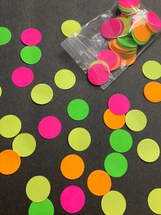 colorful confetti sitting on top of a table