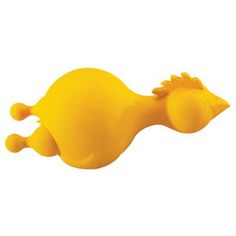 a yellow toy animal laying on its side