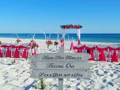 a sign on the beach that says today two families become one pick a seat not a side