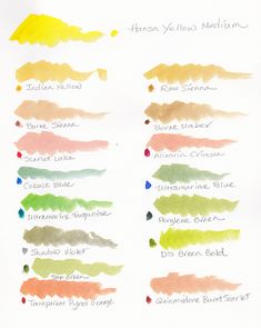 the different colors of ink used in fountain pen pens are shown here, and there is also an additional color chart for each one