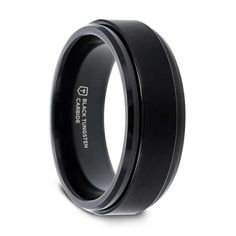 the black ceramic ring is shown on a white background