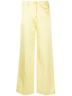 canary yellow cotton blend high waist tailored cut belt loops front button and zip fastening two rear welt pockets Recruitment Outfits, Teacher Outfit, Outfits 2023, Canary Yellow, Silk Pants, Tailored Trousers, Pants Straight, Straight Leg Pants, Welt Pockets