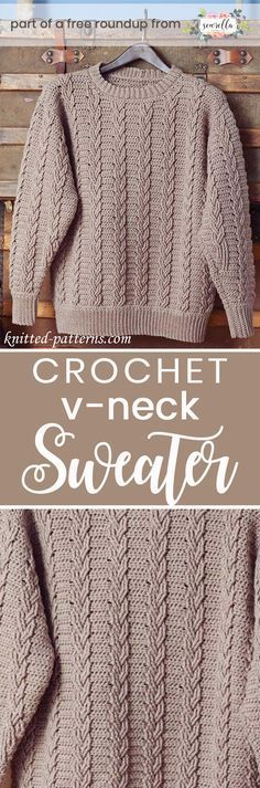 a sweater with the words crochet v - neck sweater on it