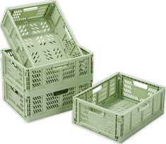 two green crates sitting next to each other