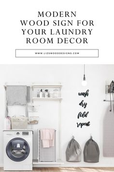 Wooden Laundry Room Sign - Wash Dry Fold Repeat Small Laundry Room Decor Ideas, Small Laundry Room Decor, Laundry Room Decor Ideas, Wash Dry Fold Repeat, Tiny Laundry, Minimalistic Decor, Wash Dry Fold