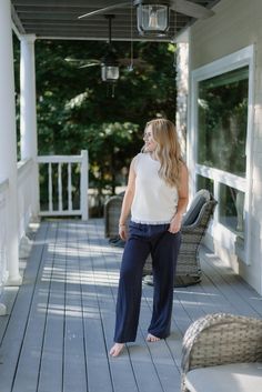 Introducing our Navy Linen Blend Wide Leg Trousers! Perfect for the Summer, these trousers are lightweight, high-waisted, and flowy, making them both comfortable and stylish. Made from a linen blend, they are a must-have for any fashion-forward wardrobe. Add a touch of navy blue to your look and stand out in these beautiful trousers! runs true to size model, Ashlyn is 5'2" and wearing a size small Breezy Spring Pants For Day Out, Breezy Wide-leg Pants For Day Out, Breezy Bottoms Relaxed Fit For Day Out, Versatile Rayon Pants For Day Out, Versatile Linen Wide Leg Pants For Day Out, Relaxed Linen Wide Leg Pants For Day Out, Chic Linen Pants For Day Out, Sneaker Heels Wedges, Boutique Trends