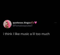 a woman with pink hair is talking on her cell phone and the caption says, i think i like music a lil too