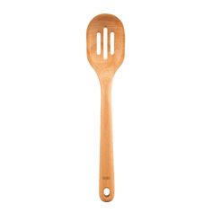 a wooden utensil with three forks on the top and one in the middle