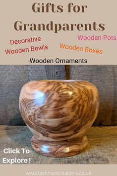 If you are looking for that perfect gift for a grandparent then we have some beautiful wooden gifts for you to browse. Decorative Wooden Bowls, Wooden Boxes, Wooden Pots and Wooden Ornaments. Stylish, elegant and one of a kind, please click to explore! #grandparentsgifts #woodenbowls #woodengifts #woodenboxes #woodenornaments Wooden Vases, Handmade Wooden Bowls, Key Bowl, Trinket Bowl, Wooden Vase, Gifts For Grandparents, Grandparent Gifts, Wooden Gifts, Wooden Ornaments