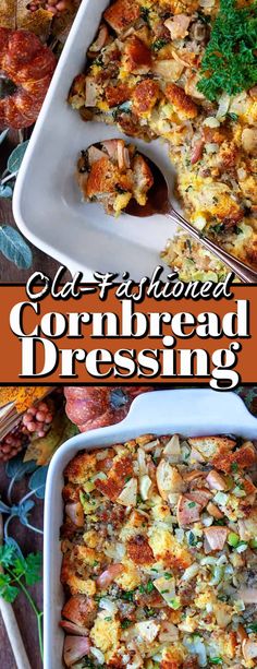 this cornbread casserole is loaded with stuffing and vegetables for an easy, delicious side dish