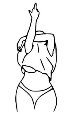 a drawing of a woman with her hand up in the air, wearing a bathing suit