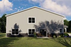 an artist's rendering of a two story house with large front yard and covered patio