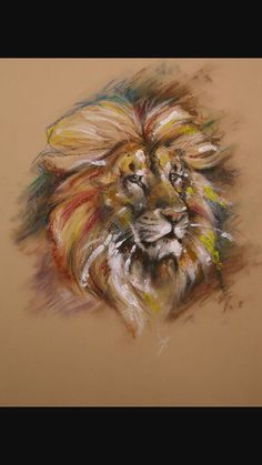 an artistic drawing of a lion's head