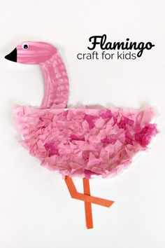 a flamingo craft for kids made with tissue paper