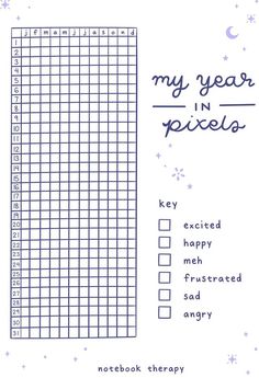 My Year in Pixels Free Bullet Journal Printable Journal Idea Printable, Printable Year In Pixels, 2024 Journal Template, Journal Pixel Ideas, Digital Journal Pages Free, Bullet Journal To Print, Digital Bujo Template, A Year In Pixels 2023, Ipad Journal Template Free