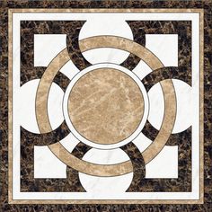 an art deco tile design in brown and white with a circular motif on the center