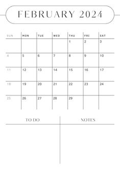 a printable calendar for the month of feb