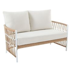 Better Homes & Gardens Lilah Outdoor Wicker Loveseat, White - Walmart.com White Loveseat, Wicker Swivel Chair, Future Farmhouse, Ottoman White, Wicker Lounge Chair, Wicker Loveseat, Aluminum Patio Furniture, Outdoor Chaise Lounge Chair, Patio Loveseat