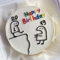 a birthday cake with the words happy birthday written in frosting on it and an image of a man holding a woman's hand