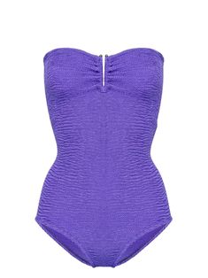 grape purple stretch-design seersucker texture strapless split neck full lining slip-on style Be mindful to try on swimwear over your own garments. Seamless Purple Swimwear For Pool, Purple Strapless Swimwear For Beach Season, Purple Strapless Stretch Swimwear, Playful Fitted Purple Swimwear, Swimsuit Purple, Purple T-back Swimwear For Poolside, Edgy Glam, Be Mindful, Chanel 2