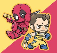 an image of deadpool and iron man in cartoon style with the same color scheme