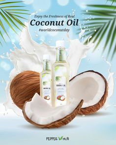 Coconut world coconut day Coconut Product Photography, World Coconut Day, Coconut Oil Brands, Hair Advertising, Ayurvedic Soap, A2 Milk, Glow Products, Coconut Milk Shampoo, Coconut Hair